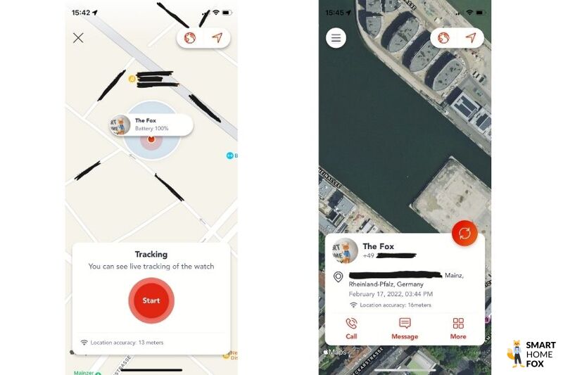 Man sieht die Ortungsfunktion in der XPLORA App.